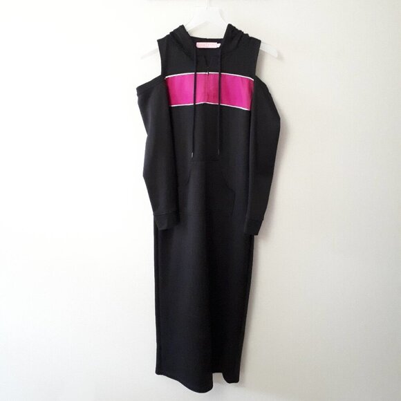 EUC Juna & Hope black and purple cold shoulder accent track dress with hood, S - Picture 6 of 9